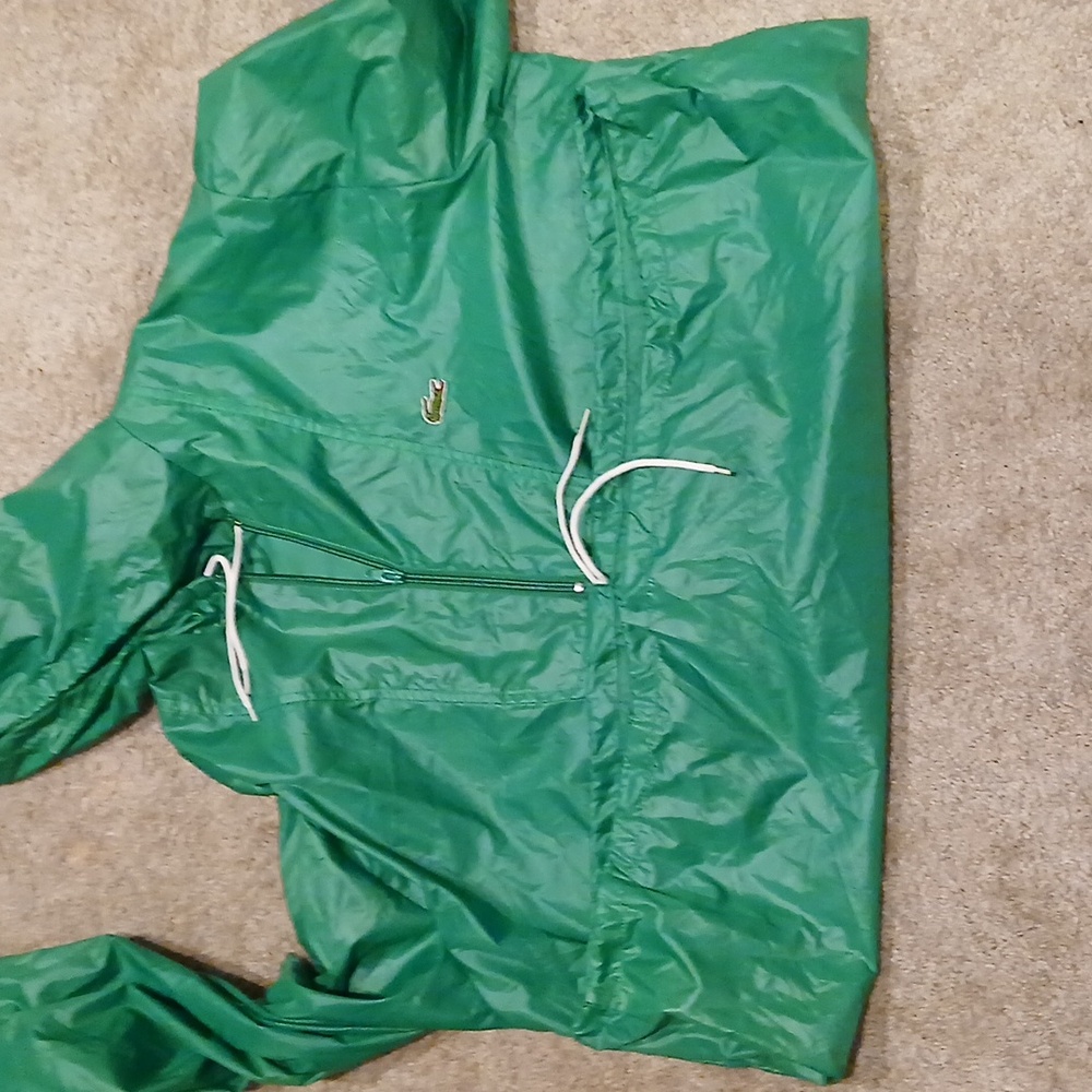 Men's Vintage 80's IZOD LaCoste Green NYLON Alligator WINDBREAKER Gator JACKET L - Picture 9 of 9